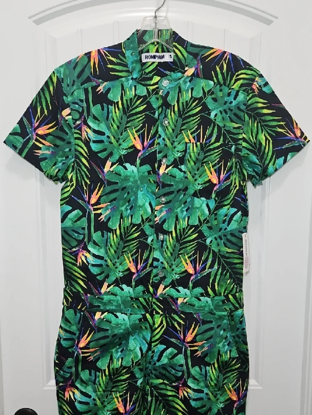 Tipsy Elves Tropical Leaf Print Jungle Romphim Romper New Small - Picture 3 of 12